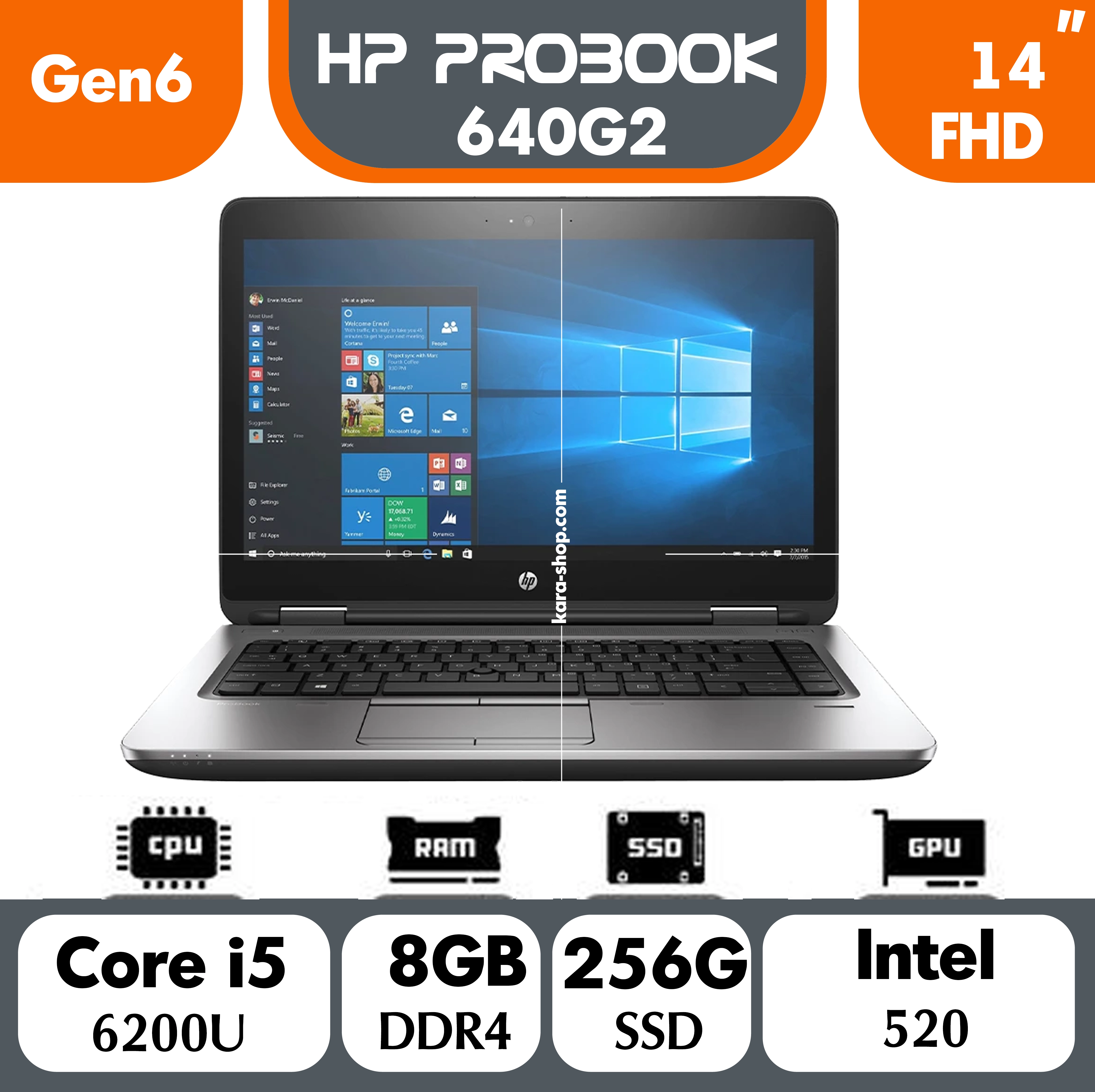 لپ تاپ استوک اچ پی پروبوک مدل HP Probook 640 G2 Core i5 Gen 6 | 8GB | SSD256GB| 14in
