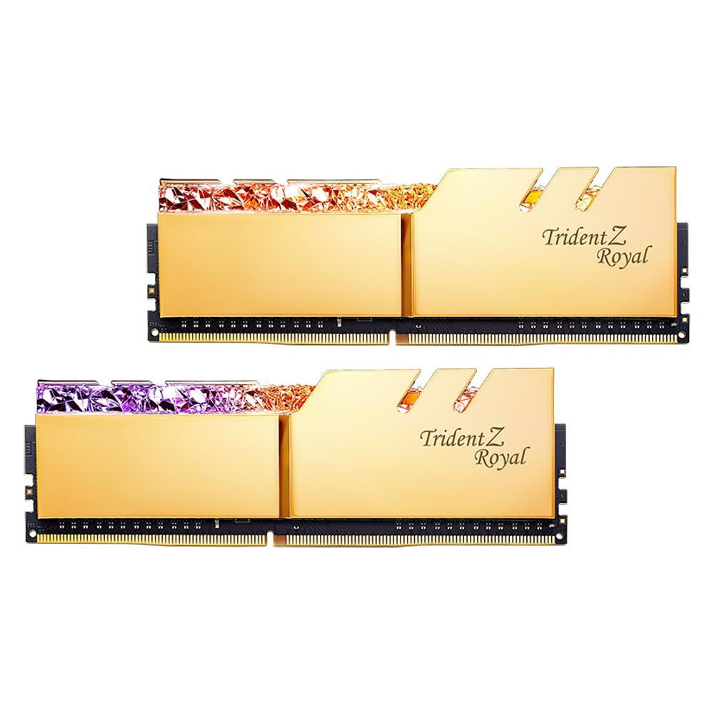 رم کامپیوتر DDR4 دو کاناله 3200 مگاهرتز CL16 جی اسکیل مدل Trident Z Royal Gold ظرفیت 32 گیگابایت