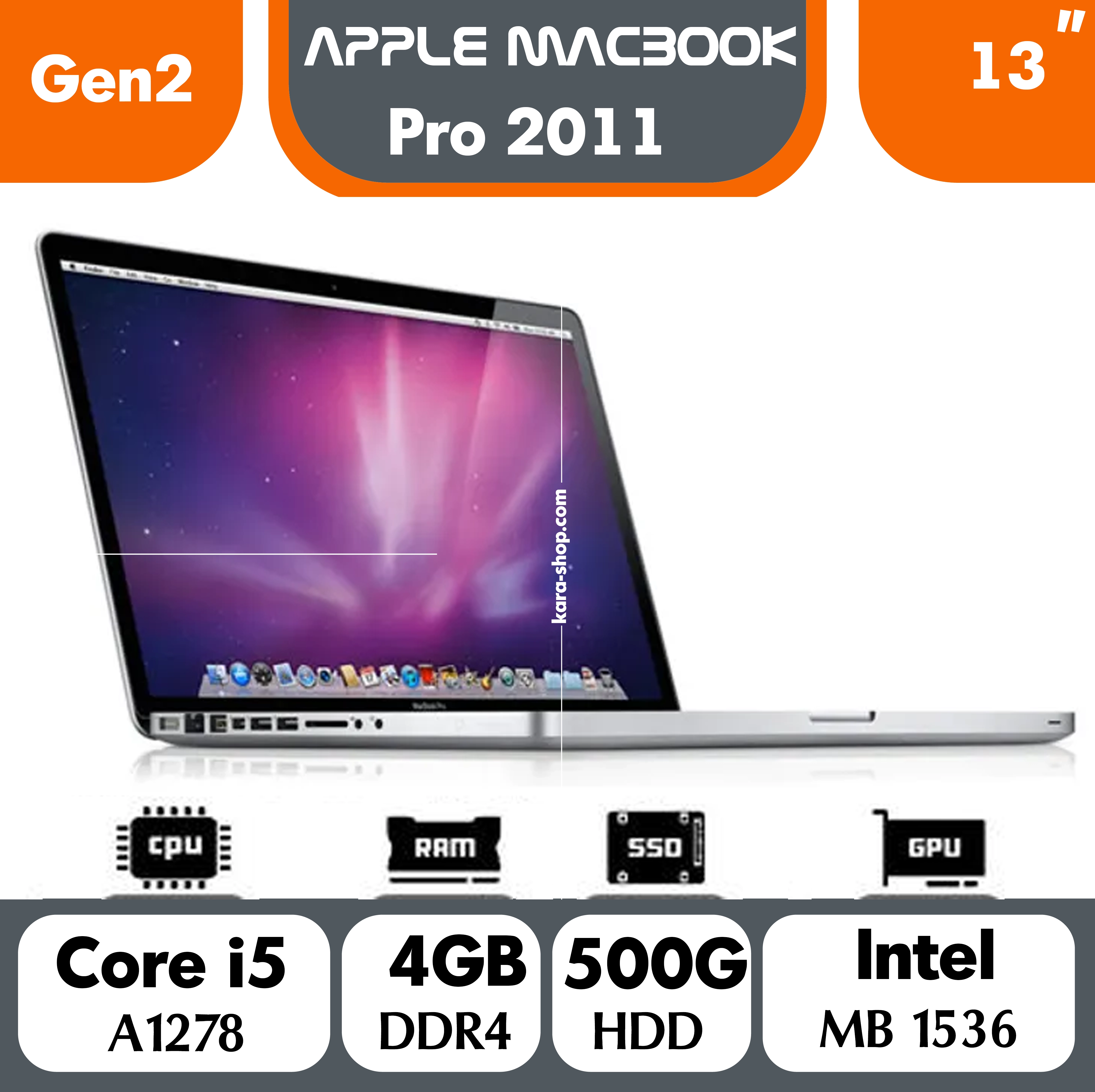لپ تاپ استوک اپل مک بوک  مدل Apple MacBook Pro 13inch 2011