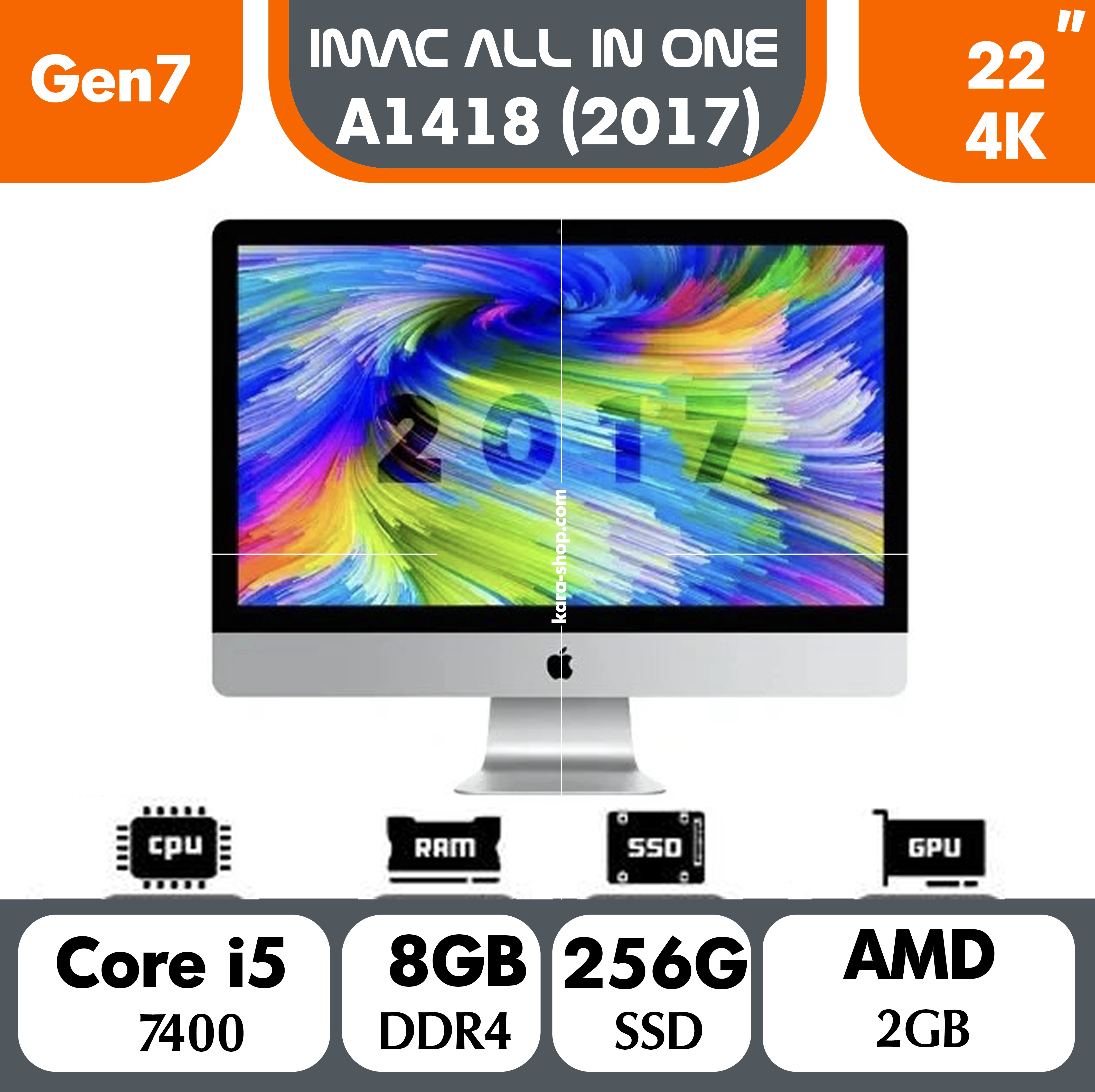 آل این وان استوک اپل مدل Apple iMac A1418 2017 i5 Gen 7 | 8GB | 256GB| 22in4K | AMD2GB
